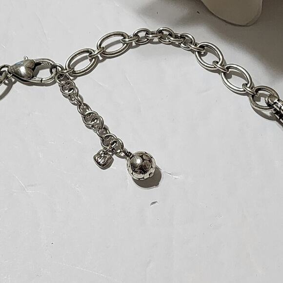 BRIGHTON PEBBLE PAVE LINK silver plated Crystal thick link 20" NECKLACE - Picture 4 of 7